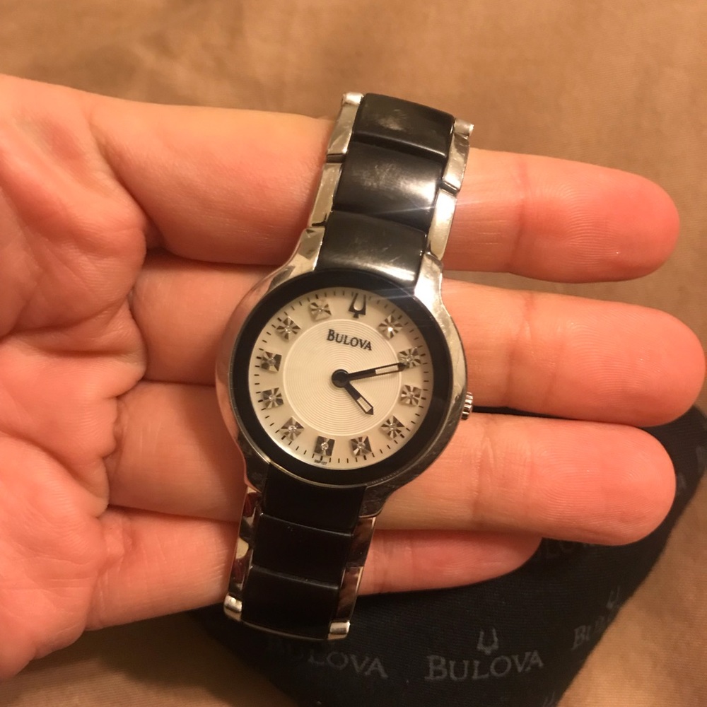 Bulova Silver and Black Watch